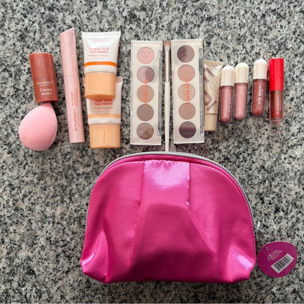 ♥️💖 BUNDLE ULTA BEAUTY Shadow Lipgloss Mascara Blush Primer Beauty Sponge Brush